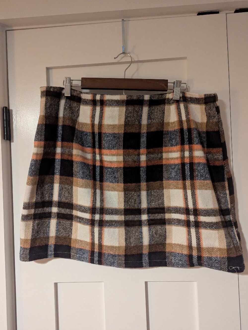 Blue and Orange Plaid Mini Skirt Size XL